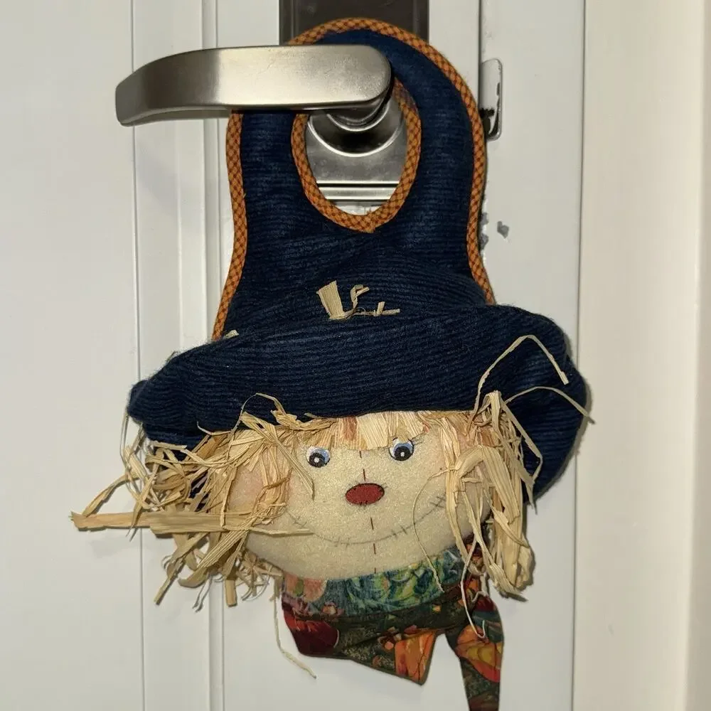 Vintage Scarecrow Door Hanger Kids Of America Fall Halloween Plush Country Decor